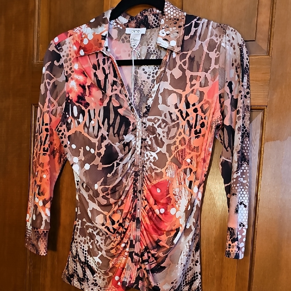 Cache Multicolor Animal Print Blouse